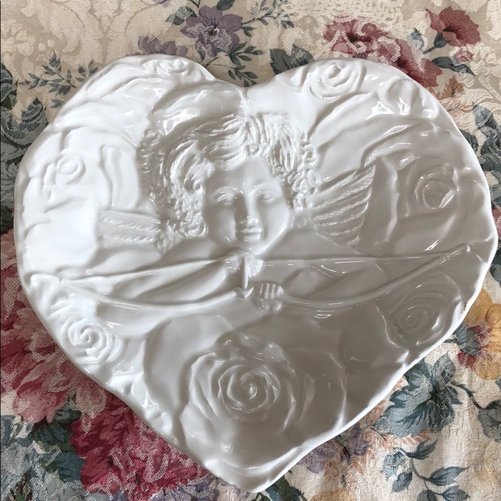 Vintage ceramic heart Angel plate